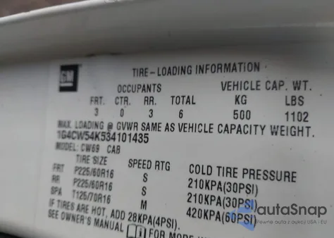 2003 Buick Park Avenue from USA, damaged, VIN 1G4CW54K534101435